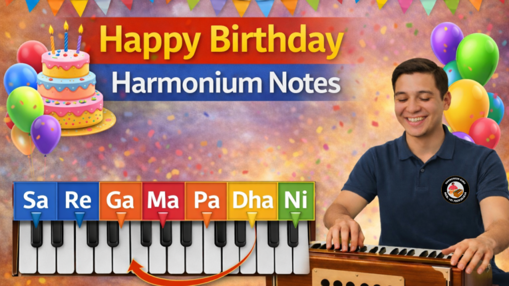 Happy Birthday harmonium notes for beginners with easy sargam