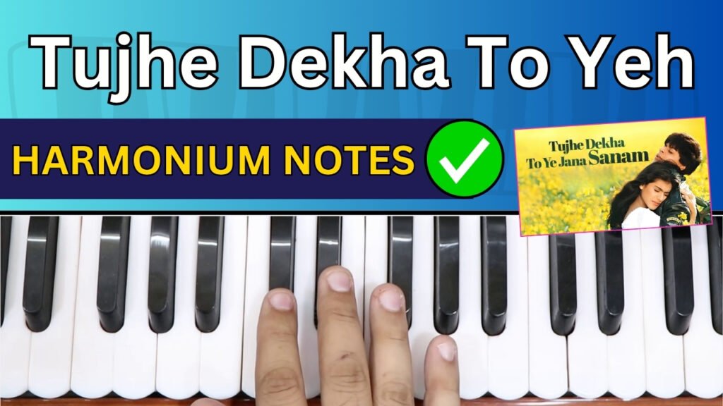 Tujhe Dekha To Ye Jana Sanam harmonium notes with easy sargam for beginners