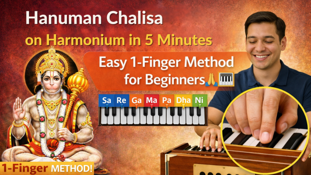 Hanuman Chalisa on harmonium in 5 minutes using easy 1 finger notes for beginners