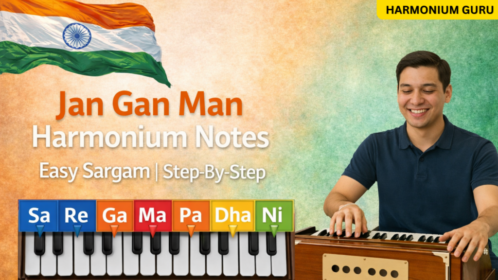 Jan Gan Man harmonium notes for beginners with easy notation
